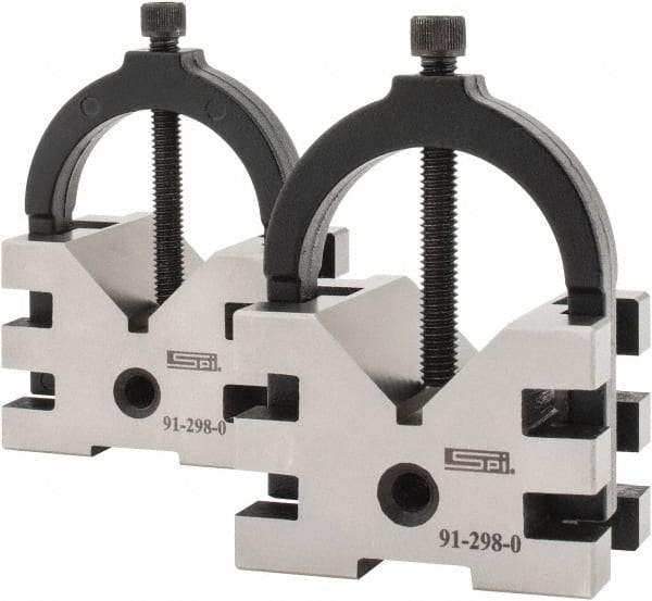 SPI - 2" Max Capacity, 90° Angle, Hardened Steel V-Block - 2-3/8" Long x 2-3/4" Wide x 2" High, Sold as Matched Pair - A1 Tooling