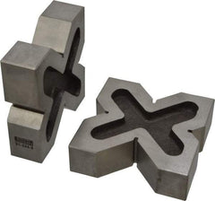 SPI - 3/4 to 2" Capacity, 90° Angle, Cast Iron 4-Way V-Block - 4" Long x 1-3/16" Wide x 4" High, Sold as Matched Pair - A1 Tooling