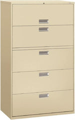 Hon - 42" Wide x 67" High x 19-1/4" Deep, 5 Drawer Roll-Out, Roll-Out Posting - Steel, Putty - A1 Tooling