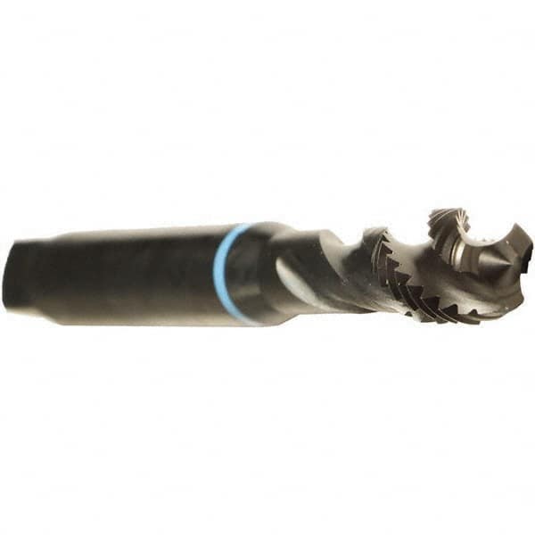 Emuge - M6x0.75 Metric Fine 3 Flute 6H Modified Bottoming Spiral Flute Tap - Cobalt, Oxide Finish, 80mm OAL, Right Hand Flute, Right Hand Thread, Series Enorm - Exact Industrial Supply