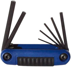 Eklind - 7 Piece Fold-Up Hex Key Set - Hex Range 2 to 8mm, Chrome Alloy Steel - A1 Tooling