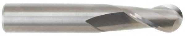 M.A. Ford - 0.3937" Diam, 25mm LOC, 2 Flute Solid Carbide Ball End Mill - Uncoated, Single End, 70mm OAL, 10mm Shank Diam, Spiral Flute - A1 Tooling