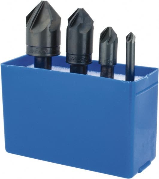 M.A. Ford - 4 Piece, 1/4 to 1" Head Diam, 82° Included Angle, Single End Countersink Set - A1 Tooling