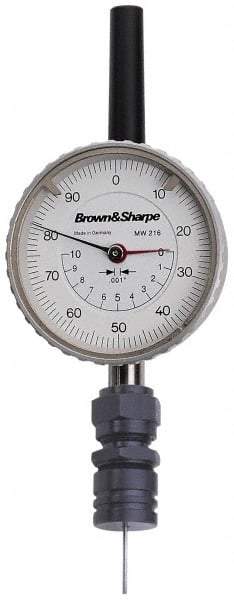 TESA Brown & Sharpe - 0 to 1 Inch Range, White Dial Depth Gage - 0.001 Inch Graduation - A1 Tooling