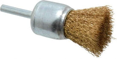 Value Collection - 1-1/4" Brush Diam, Crimped, End Brush - 1/4" Diam Shank, 4,500 Max RPM - A1 Tooling