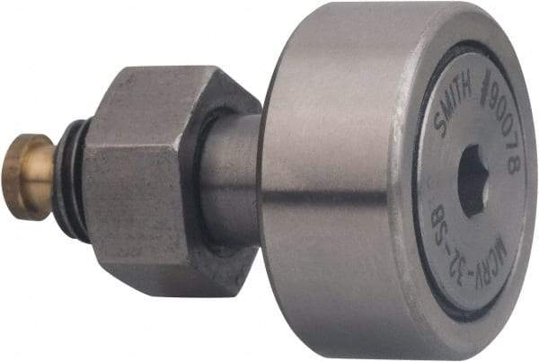 Accurate Bushing - 32mm Roller Diam x 14mm Width, 12mm Stud Diam x 25mm Length, Sealed Stud Cam Follower with Hex - Carbon Steel, 13mm Thread Length, M12 x 1.5 Thread, 40mm OAL, 8,100 N Dynamic Cap, 9,700 N Static Cap - A1 Tooling