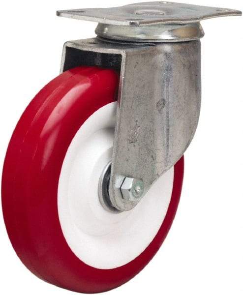 Hamilton - 5" Diam x 1-3/8" Wide x 6-1/16" OAH Top Plate Mount Swivel Caster - Polyurethane Mold on Polypropylene, 325 Lb Capacity, Sealed Precision Ball Bearing, 2-1/2 x 3-3/4" Plate - A1 Tooling