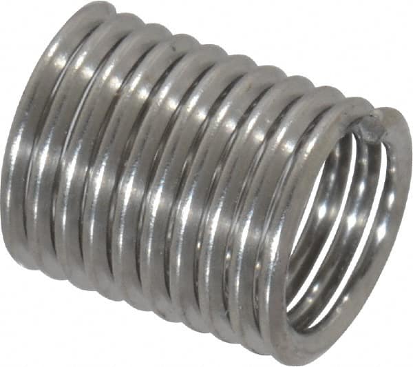 Recoil - M5x0.80 Metric Coarse, 10mm OAL, Free Running Helical Insert - 9-5/8 Free Coils, Tanged, Stainless Steel, Bright Finish, 2D Insert Length - A1 Tooling