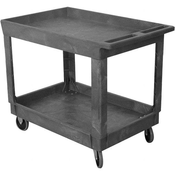 Wesco Industrial Products - 500 Lb Capacity, 25-1/2" Wide x 40-1/4" Long x 32-1/2" High Service Cart - 2 Shelf, Plastic, TPR Casters - A1 Tooling