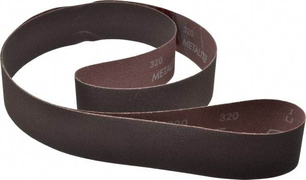 Norton - 2" Wide x 72" OAL, 320 Grit, Aluminum Oxide Abrasive Belt - Aluminum Oxide, Extra Fine, Coated, X Weighted Cloth Backing, Series R228 - A1 Tooling