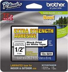 Brother - 1/2" Wide x 314.4" Long, White Plastic/Paper Tape Cassette - For Label Maker - A1 Tooling