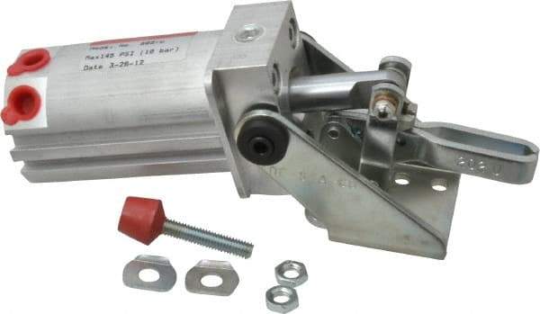 De-Sta-Co - 200 Lb Inner Hold Capacity, Horiz Mount, Air Power Hold-Down Toggle Clamp - 1/8 NPT Port, 145 Max psi, 102° Bar Opening, 26.92mm Height Under Bar - A1 Tooling