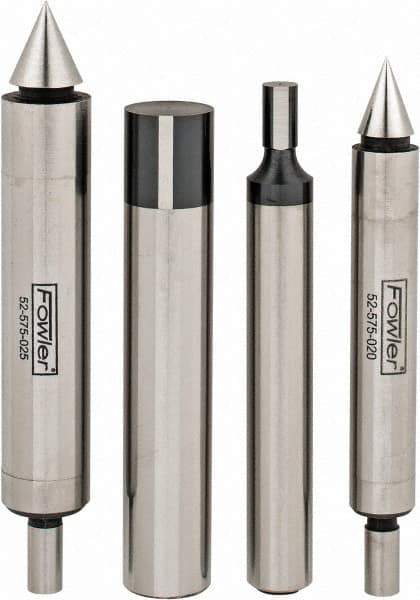 Fowler - 3/8 Inch Shank Diameter, 0.0002 Inch Accuracy, Double, Single End, Edge Finder Set - 0.5 Inch Head Diameter, Conical, Cylindrical Head Type, Includes 4 Attachments, Wooden Case, 4 Pieces - A1 Tooling