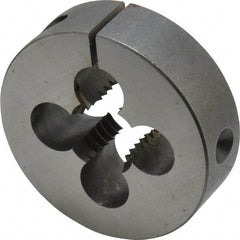 Cle-Line - 1/4-20 UNC Thread, 2" Outside Diam Carbon Steel Round Die - 5/8" Thick, Right Hand Thread, Adjustable - Exact Industrial Supply