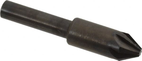 Hertel - 3/8" Head Diam, 1/4" Shank Diam, 6 Flute 60° High Speed Steel Countersink - A1 Tooling