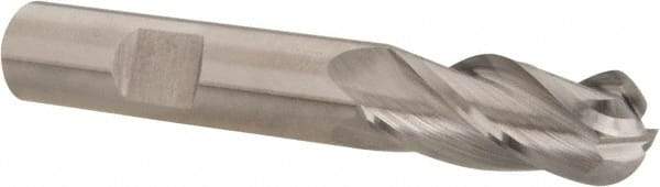 Hertel - 10mm Diam, 1" LOC, 4 Flute Cobalt Ball End Mill - Uncoated, Single End, 2-11/16" OAL, 3/8" Shank Diam - A1 Tooling