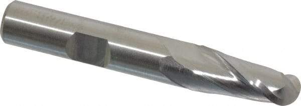 Hertel - 10mm Diam, 13/16" LOC, 2 Flute Cobalt Ball End Mill - Uncoated, Single End, 2-1/2" OAL, 3/8" Shank Diam - A1 Tooling