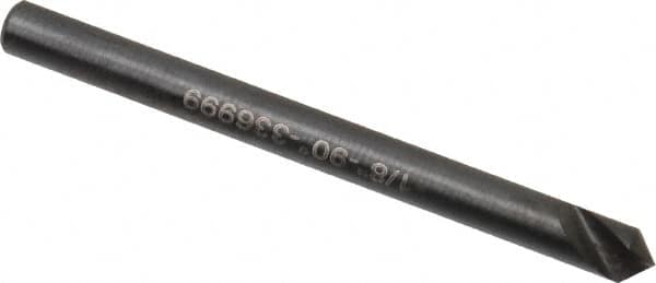 Hertel - 1/8" Head Diam, 1/8" Shank Diam, 1 Flute 90° High Speed Steel Countersink - 1-1/2" OAL, Straight Shank - A1 Tooling