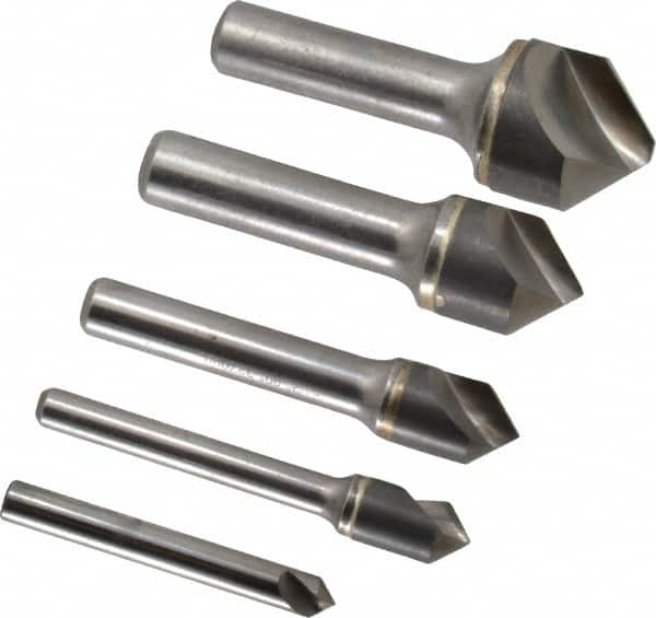 Hertel - 5 Piece, 1/4 to 1" Head Diam, 90° Included Angle, Countersink Set - A1 Tooling