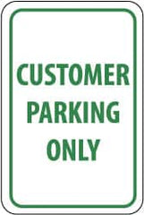 NMC - "Customer Parking Only", 12" Wide x 18" High, Aluminum Reserved Parking Signs - 0.063" Thick, Green on White, Rectangle, Post Mount - A1 Tooling