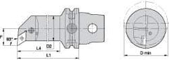 Kennametal - Right Hand Cut, Size KM63, DN.. Insert Compatiblity, Internal Modular Turning & Profiling Cutting Unit Head - 27mm Ctr to Cutting Edge, 140mm Head Length, Through Coolant, Series Kenlever - A1 Tooling