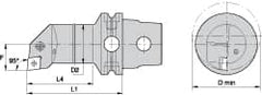 Kennametal - Right Hand Cut, Size KM63, CN.. Insert Compatiblity, Internal Modular Turning & Profiling Cutting Unit Head - 22mm Ctr to Cutting Edge, 140mm Head Length, Through Coolant, Series Kenlever - A1 Tooling