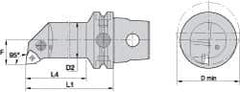 Kennametal - Left Hand Cut, Size KM63, WN.. Insert Compatiblity, Internal Modular Turning & Profiling Cutting Unit Head - 22mm Ctr to Cutting Edge, 140mm Head Length, Through Coolant, Series Kenlever - A1 Tooling