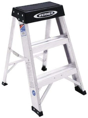 Werner - 2 Steps, 2' High, Type IA Rating, Aluminum Step Ladder - 300 Lb Capacity, 17" Base Width - A1 Tooling