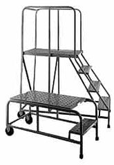 PW Platforms - 5 Step Platform - Rolling Work Platform, 500 Lb Capacity, 50" Platform Height, 32" Base Width x 59" Base Depth, Perforated Tread - A1 Tooling