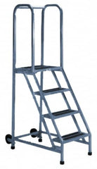 PW Platforms - 5 Step Ladder - Rolling Safety Ladder, 300 Lb Capacity, 50" Platform Height, 30" Base Width x 39" Base Depth - A1 Tooling