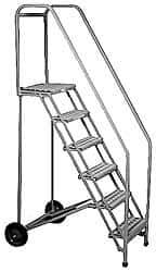 PW Platforms - 80" 5 Step Portable Safety Ladder - 300 Lb Capacity, 50" Platform Height, 32" Base Width x 45" Depth, Perforated Tread - A1 Tooling