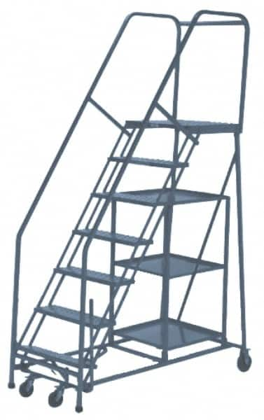 PW Platforms - 10 Step Ladder - Rolling Safety Stock Picking Ladder, 300 Lb Capacity, 100" Platform Height, 32" Base Width x 83" Base Depth, Perforated Tread - A1 Tooling