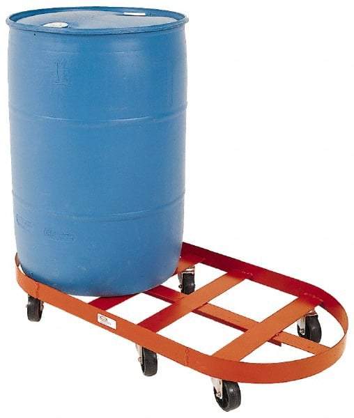 Made in USA - 1,800 Lb Load Capacity, 30 Gal Drum Dolly - 19-1/2" Wide x 6-3/4" High, 6 Wheels - A1 Tooling