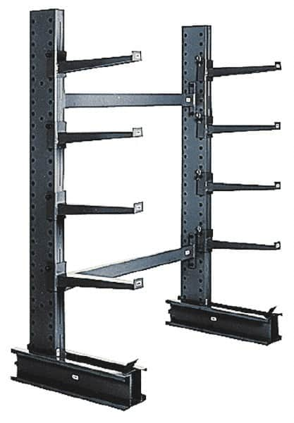 Made in USA - 8' High Single Sided Cantilever Rack - With Lip, 21,500 Lb Capacity, 37" Base Length, 24" Arm Length - A1 Tooling