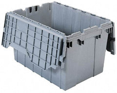 Akro-Mils - 2.28 Cu Ft, 100 Lb Load Capacity Gray Polyethylene Attached-Lid Container - Stacking, Nesting, 21-1/2" Long x 15" Wide x 17" High, Lid Included - A1 Tooling