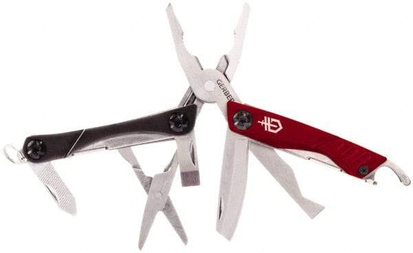 Gerber - 10 Piece, Multi-Tool Set - Black/Silver/Red, 4-1/4" OAL, 2-3/4" Closed Length - A1 Tooling