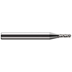 Ball End Mill: 0.052″ Dia, 0.156″ LOC, 2 Flute, Solid Carbide 1-1/2″ OAL, 1/8″ Shank Dia, 30 ° Helix, Uncoated, Single End