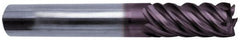 Guhring - 3/8", 5 Flute, Single End, Solid Carbide, Corner Chamfer End Mill - 2-1/2" OAL, 45° Helix, Right Hand Flute, 1" LOC, Right Hand Cut - A1 Tooling