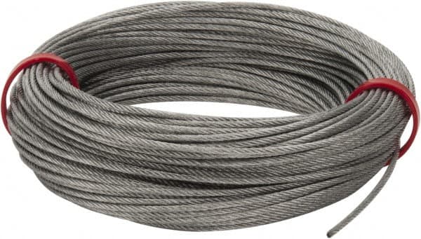 Value Collection - 1/16" Diam, Aircraft Cable - 480 Lb Breaking Strength, 7 x 7 Strand Core - A1 Tooling