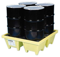 Enpac - 83 Gal Sump, 6,000 Lb Capacity, 4 Drum, Plastic Spill Deck or Pallet - 50" Long x 50" Wide x 13.43" High, Yellow, Liftable Fork, Vertical, 2 x 2 Drum Configuration - A1 Tooling