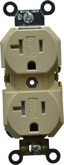 Leviton - 125 VAC, 20 Amp, 5-20R NEMA Configuration, Ivory, Specification Grade, Self Grounding Duplex Receptacle - 1 Phase, 2 Poles, 3 Wire, Flush Mount, Tamper Resistant - A1 Tooling