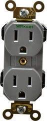 Leviton - 125 VAC, 15 Amp, 5-15R NEMA Configuration, Gray, Industrial Grade, Self Grounding Duplex Receptacle - 1 Phase, 2 Poles, 3 Wire, Flush Mount, Impact and Tamper Resistant - A1 Tooling