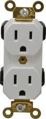 Leviton - 125 VAC, 15 Amp, 5-15R NEMA Configuration, White, Industrial Grade, Self Grounding Duplex Receptacle - 1 Phase, 2 Poles, 3 Wire, Flush Mount, Impact and Tamper Resistant - A1 Tooling