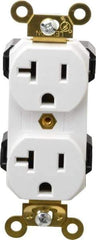 Leviton - 125 VAC, 20 Amp, 5-20R NEMA Configuration, White, Industrial Grade, Self Grounding Duplex Receptacle - 1 Phase, 2 Poles, 3 Wire, Flush Mount, Impact and Tamper Resistant - A1 Tooling