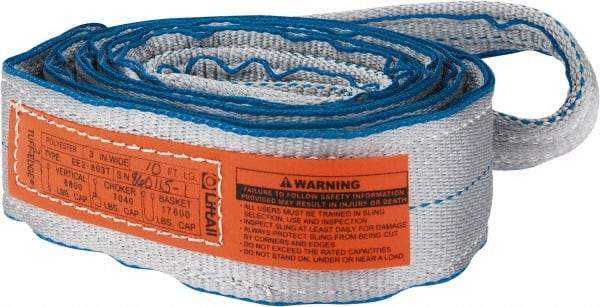 Lift-All - 10' Long x 3" Wide, 8,600 Lb Vertical Capacity, 2 Ply, Polyester Web Sling - 6,900 Lb Choker Capacity - A1 Tooling