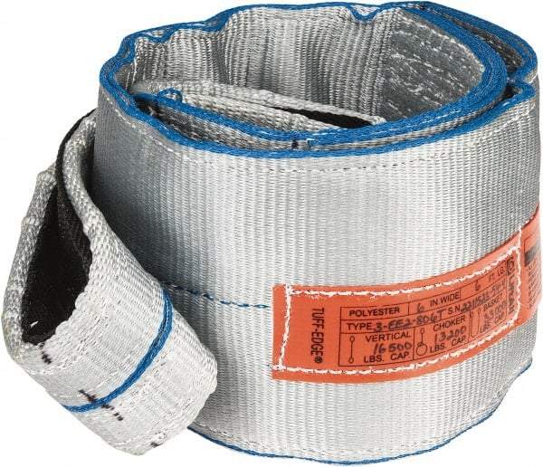 Lift-All - 6' Long x 6" Wide, 16,300 Lb Vertical Capacity, 2 Ply, Polyester Web Sling - 13,000 Lb Choker Capacity - A1 Tooling