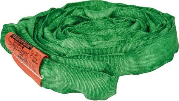 Lift-All - 8' Long x 1-3/8" Wide, Polyester Web Sling - 4,200 Lb Choker Capacity, 7/8" Diam Chain, Green - A1 Tooling