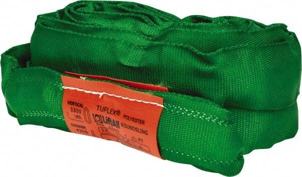 Lift-All - 10' Long x 1-3/8" Wide, Polyester Web Sling - 4,200 Lb Choker Capacity, 7/8" Diam Chain, Green - A1 Tooling