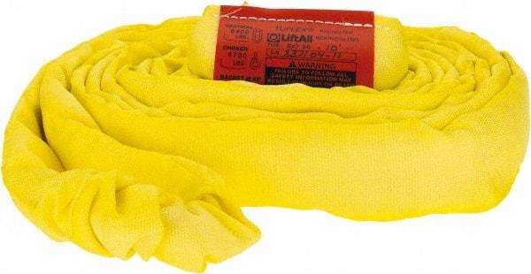 Lift-All - 10' Long x 1-3/4" Wide, Polyester Web Sling - 6,700 Lb Choker Capacity, 1-1/8" Diam Chain, Yellow - A1 Tooling