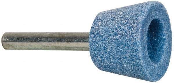 Tru-Maxx - 1" Head Diam x 5/8" Thickness, A32, Inverted Cone Cupped End, Aluminum Oxide Mounted Point - Blue, Medium Grade, 60 Grit, 38,200 RPM - A1 Tooling